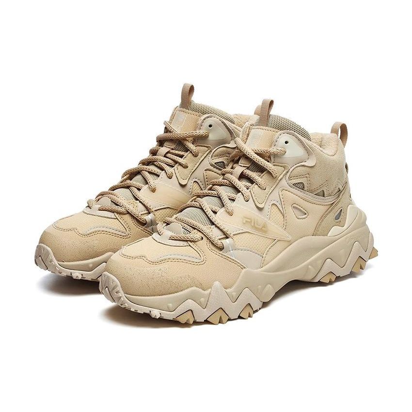 FILA Oakmont 2 Mid Fabric Synthetic Leather TPU Retro Thick Sole Casual Shoes Women sneaker Yellow Cement F12W242115FSC