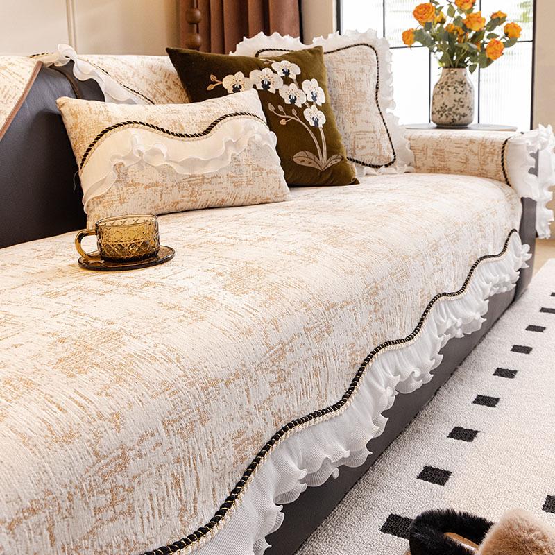 New Chenille Sofa Cushion, Universal In All Seasons, Simple And High-End Seat Cushion, Non-Slip Sofa Cover, Cover Cloth Towel