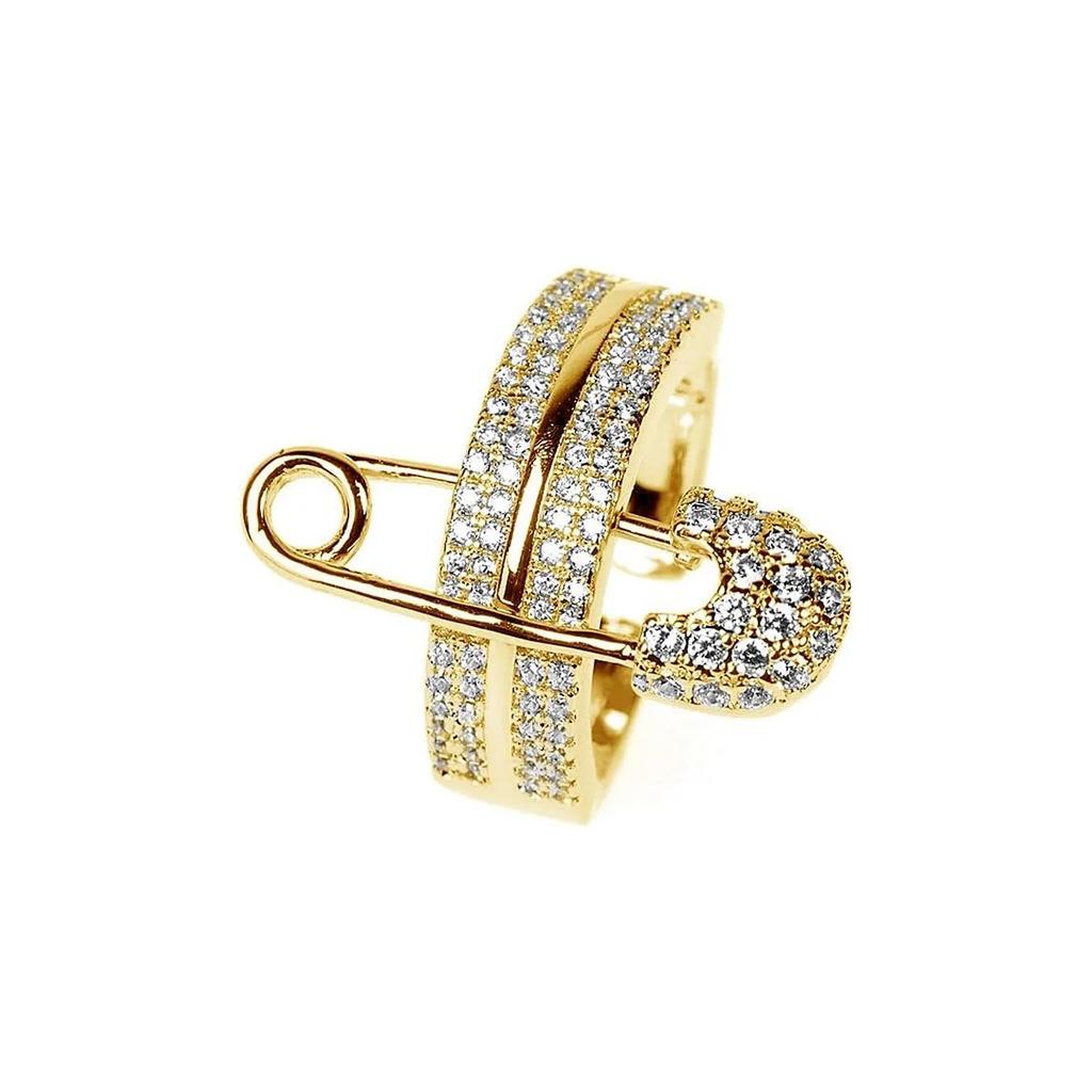 Stainless Steel Three Layer Zircon Ring Hip Hop Style Jewelry Gift for Men Women Party New Year Fashion