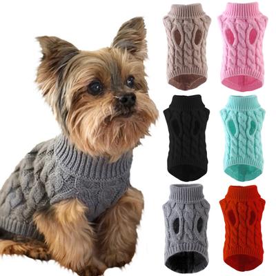 Hundepullover Rollkragen Haustierpullover Warmer Strickpullover Dehnbare Strickwaren Hundekleidung für Herbst Winter Kleine Hunde Welpen