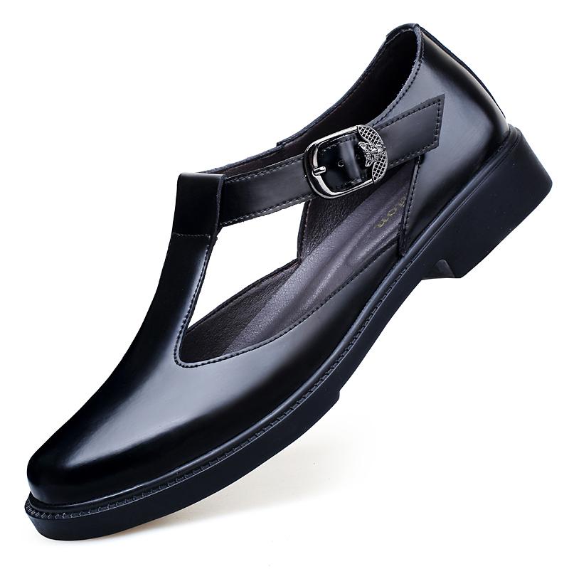 Fashion Outdoor Man Slip on Sandals Men Casual Shoes Leather Summer Loafers Breathable Mens Sandals Durable Handmade Male Beach Flats