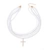 Stacked necklace retro imitation pearl light luxury sweet cool pendant women's pearl cross necklace