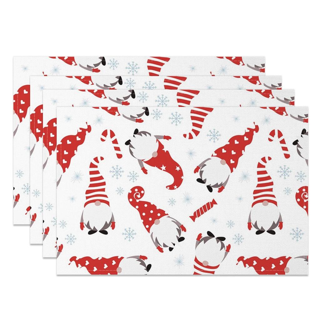 Christmas Placemats Dining Table Festive Holiday Decoration Snowflakes Tree Designs Dining Mats for Xmas Party Family Dinner