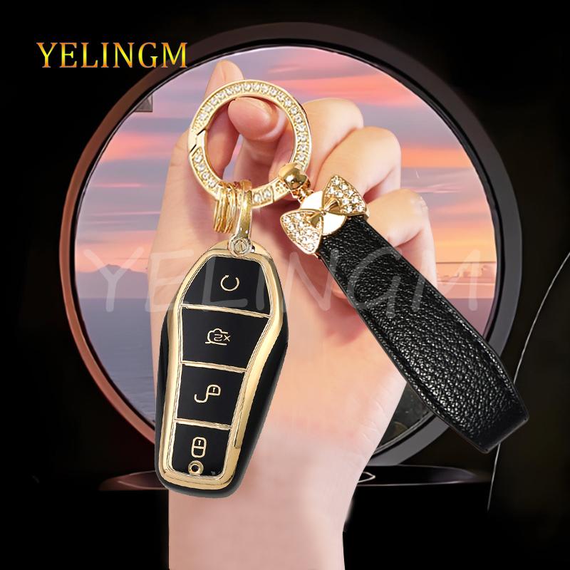 Soft Tpu Car Remote Key Case Fob For Byd Qin Plusdmi Atto 3 Han Ev Dolphin Protection Cover Shell Auto Interior Accessories