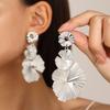 Pinkdudu Exaggerated 18k Gold Plated Trendy Flower Dangle Earrings Long Metal Flower Pendant Earrings Jewelry Accessory For Women PD1728