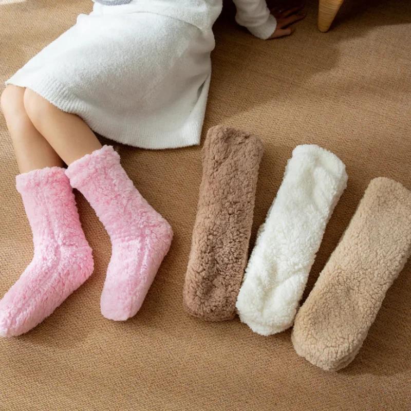 Soft Knitted House Socks Adults Warm Winter Floor Socks Non Slip Sleep Socks Cozy Home Slipper Socks Indoor Booties