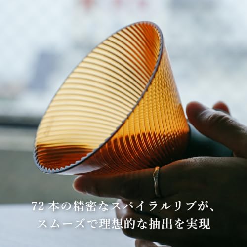 Hario V60 Dripper NEO voor 1-4 Kopjes Tritan Hars Spiraalvormige Ribben Amber Kleur Gemaakt in Japan VDN-02-AB