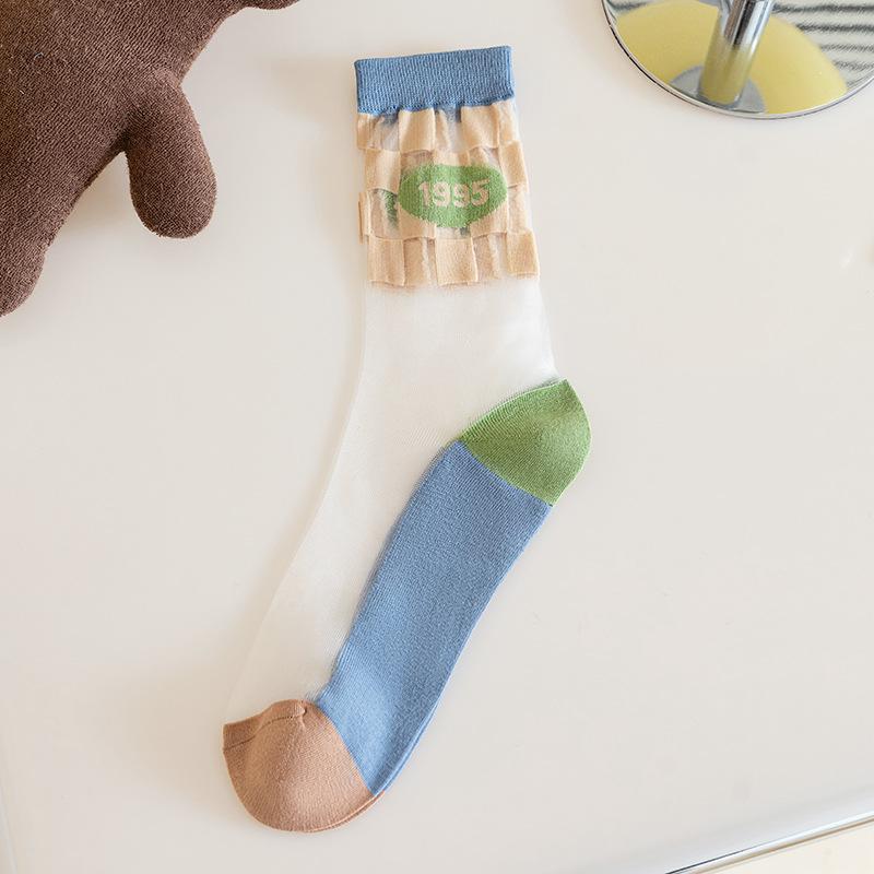 

Длинные чулки из стекловолокна для женщин на весну и лето, тонкие кардные чулки, подошвы из чистого хлопка, прозрачные летние чулки средней высоты 1 pair