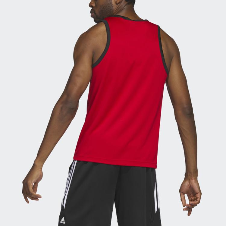 Adidas Legends Basketball 3-Stripes Tank Top Logo Color Block Sports Round Neck Sleeveless Vest Men Tops Crimson IC2461