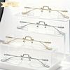 4PCS Fashion Square Rimless Anti-Blue Light Glasses Women Silver Frame Optical Spectacle Eyeglasses Computer Reading Eyewear