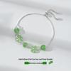 Lucky Four-Leaf Clover Adjustable Green Cat's Eye Bracelet for Women (Mori Style)