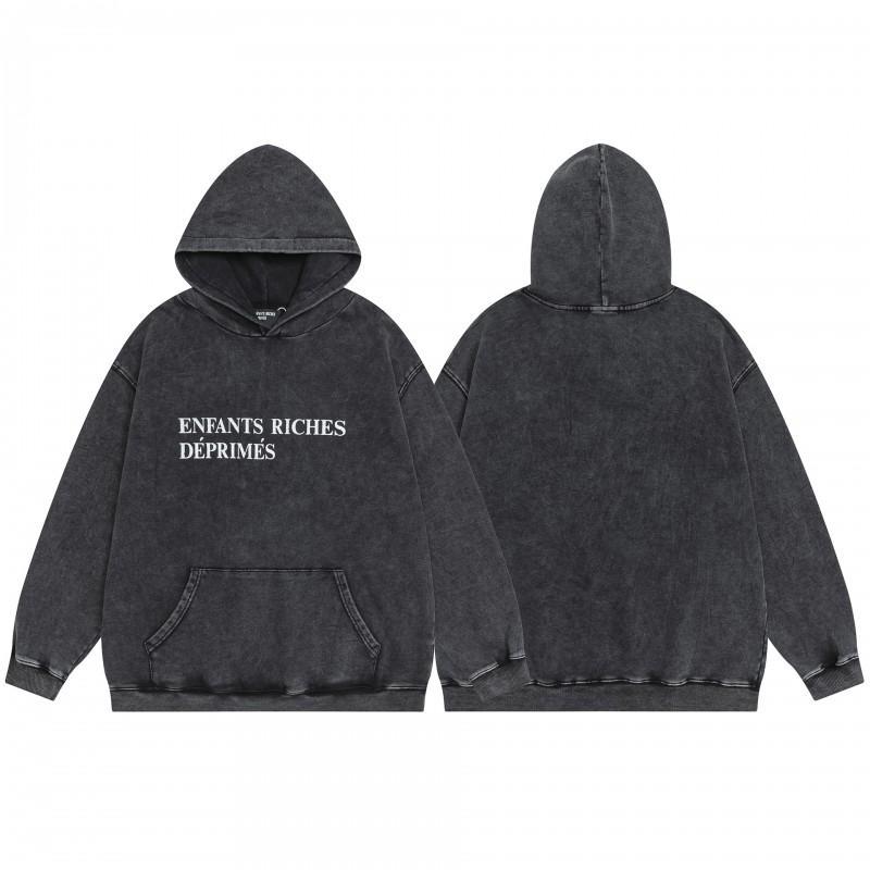 Mens Oversized Hooded Sweatshirt With Washed Distressed Look Cotton Heavyweight Long Sleeve Streetwear Cleanfit Style
