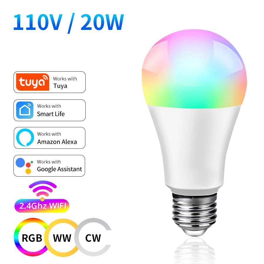 Smart WiFi Bulb Alexa LED Lamp 220V 110V 20W 15W 10W E27 RGB Smart Light Bulbs Smart Life App Remote Google Home Voice Control
