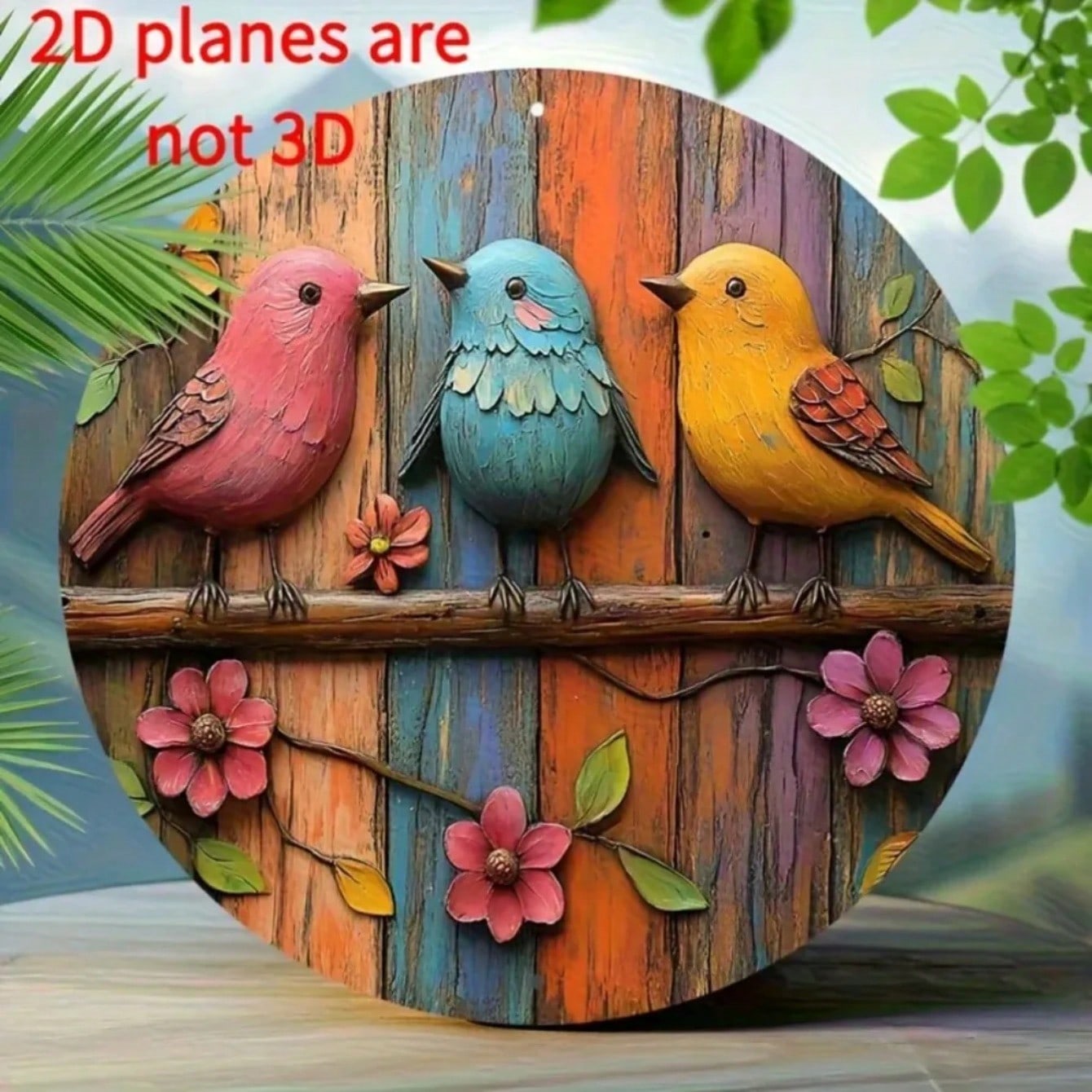 Vintage Tin Wall Art Vibrant Bird Floral Metal Sign Home Decor 20x20