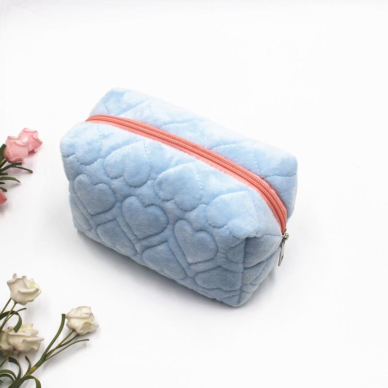 Fashion Heart Quilted Makeup Storage Bag Portable Travel Organizer Cosmetic Toiletry Pouch Cute Make Up Handbag Purse Bag