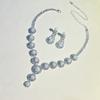 Bridal Accessories, New European and American Round Pearl Light Luxury V-Neck Claw Chain Necklace Earrings Set Wedding Set