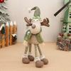 Christmas Reindeer Plush Toy with Retractable Legs Handmade Long-Legged Cartoon Elk Plush Doll Xmas Holiday Party Decoration Ornament