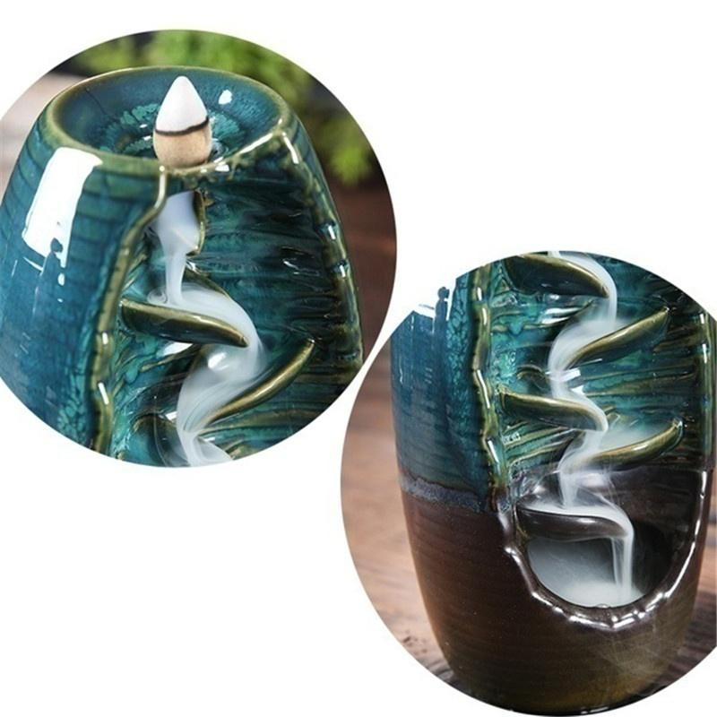 Ceramic Waterfall Backflow Incense Burner Creative Incense Sandalwood Tower Incense Home Decoration Gift Incense