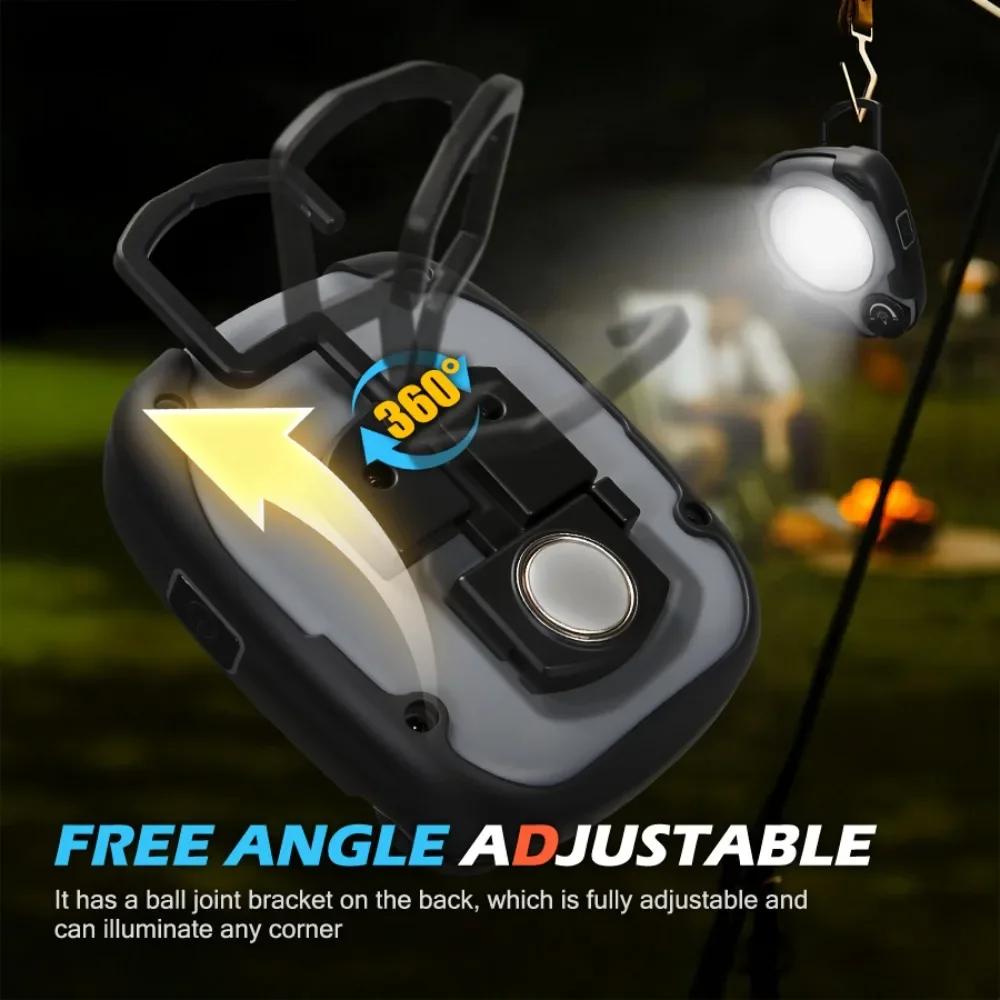 Portable LED Spotlight Lantern With Hook Outdoor Camping Fishing Flashlight Emergency Rechargeable Magnetic Work Car Repair Lamp