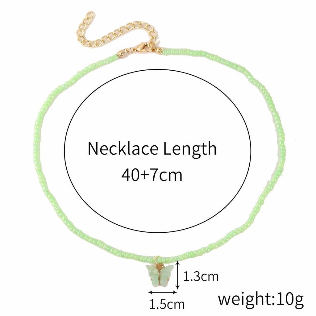 Necklace for Women Accessories Collarbone Necklace Women Hundreds of Bohemian Style Handmade Colorful Rice Beads Beaded Necklace Elegant Necklace