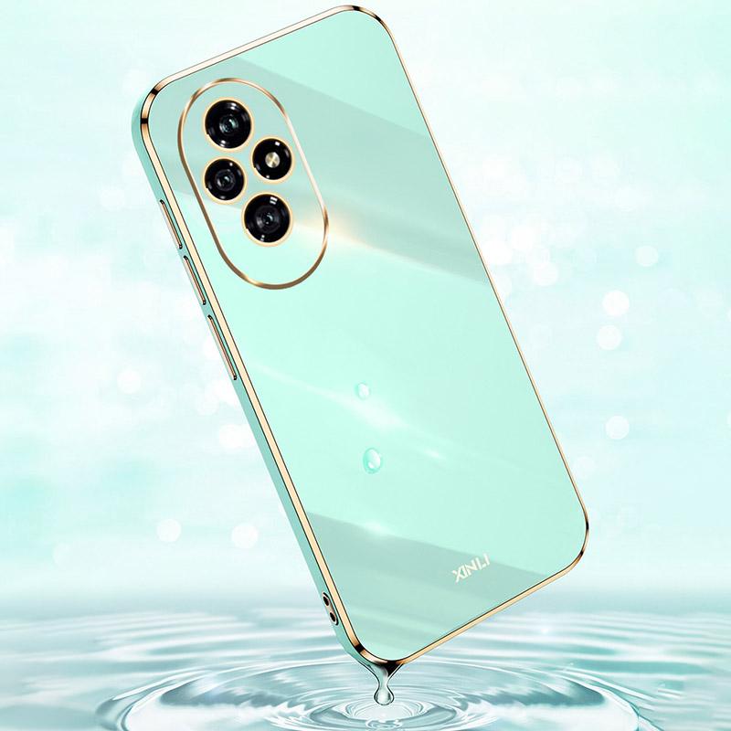 

XINLI For Honor 200 5G TPU Case Phone Cover Electroplating Golden Edge Cyan