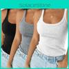 Damen Geripptes Tanktop Ärmelloses Cami Weste Premium Komfort Basic Bluse Freizeitkleidung