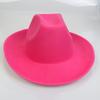 Unisex Western Cowboy Hat Wide Brim Roll‑Up Brim Double‑Top Felt Fedora Hat,10 Colors,Multiple Optional Detachable Hat Bands