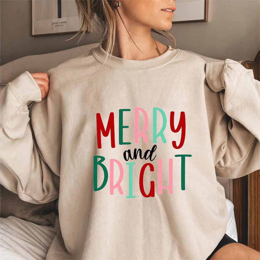 

Merry & Bright Christmas Long Sleeve Crew Neck Sweatshirt S