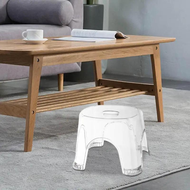 Sgabello da Bagno Antiscivolo Trasparente Sgabello per Cambiare Scarpe Toilette Basso in Plastica Addensata per Bagno Comodino
