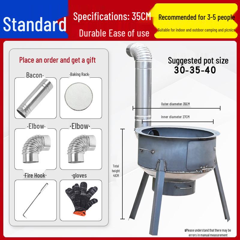 Portable Outdoor Firewood Stove | Large Pot Compatible | Mobile & Efficient for Rural Homes