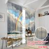 2 Stück 2D Flachdruck Fenstervorhänge Reiten Regenbogen Fuchs Tapfer Polyester Ohne Strom Partydekorationen Perfekt für