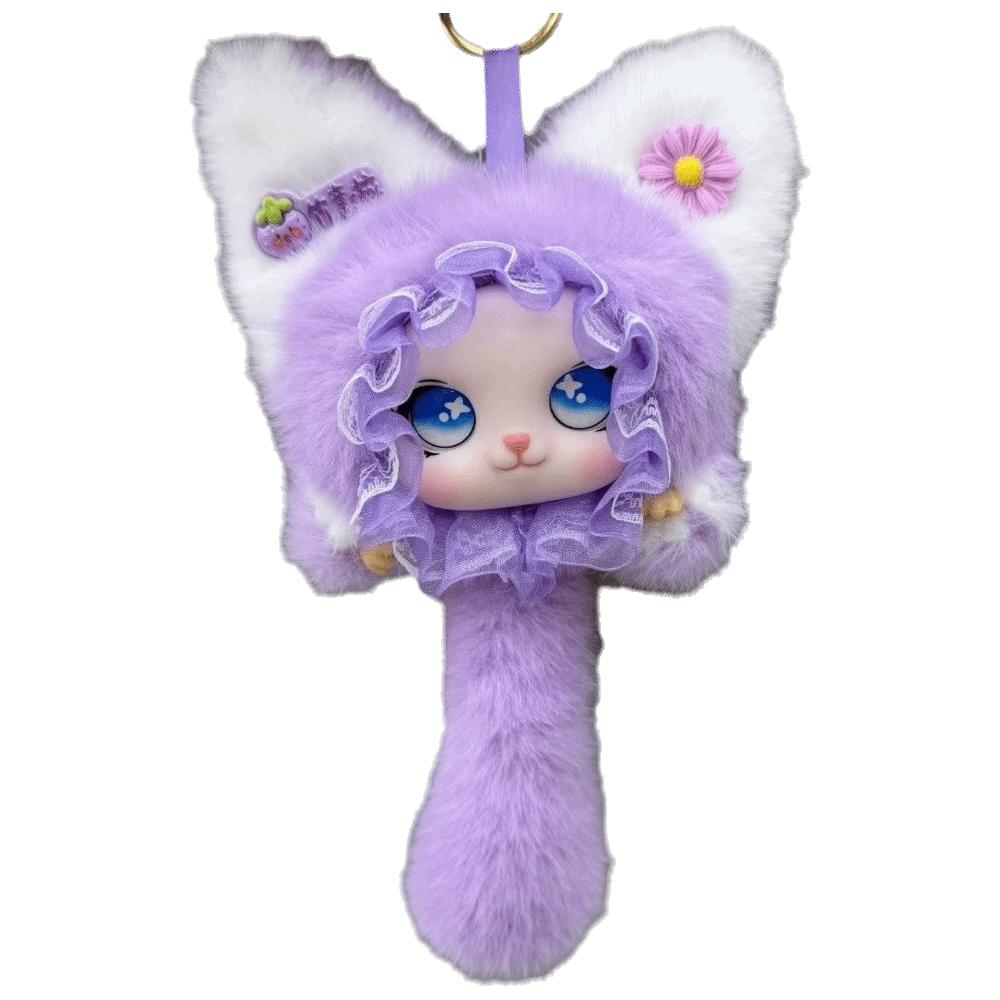 Hanging Charm Plush Cat Keychain Lace Border Bag Decoration Cartoon Furry Cat Pendant  Pendant