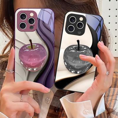 Transparent Colored Apple For IPhone 16 Pro Max 15 Pro 14 13 12 Mini 11 XS M Ax XR 7 8 Plu SE 2022 Tempered Glass Phone Case