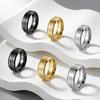 Matte Bevel Stainless Steel Couple Ring - 8/6mm Wide, 18K Gold Plated