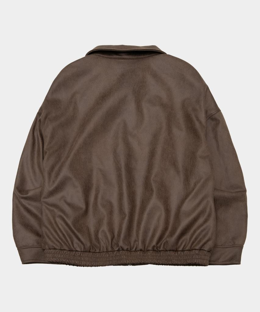 Placestudioman Minimal Suede Standard Two-Way Authentic Blouson Zip-Up Jacket [Brown]