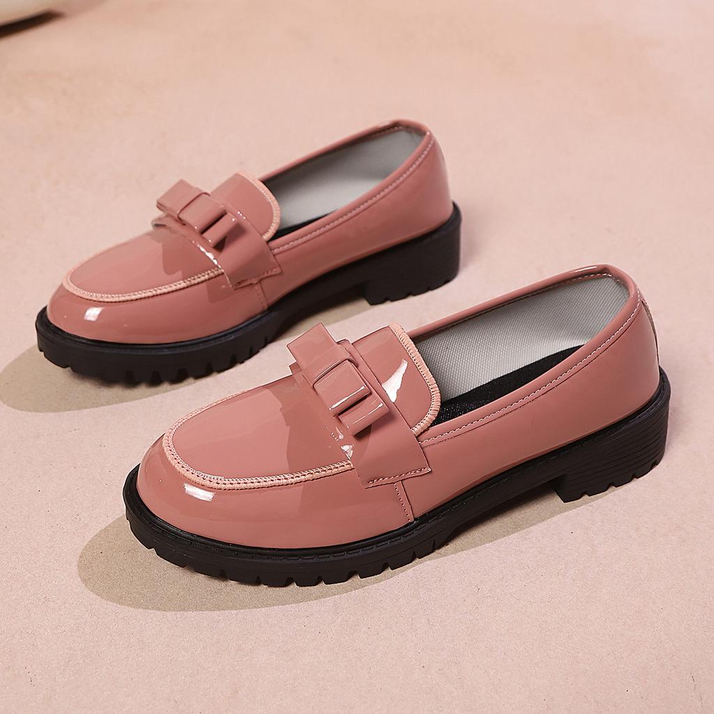 Fashion Round-toed Thick-soled Single-foot Versatile Women's Shoes, 2025 New Spring Leather Shoes, Genuine Loafers, Trendy