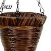Rattan Hanging Basket Cone Flower Artificial Woven Planter Rustic Conical Plant with Metal Chains for Indoor Outdoor Garden Balcony