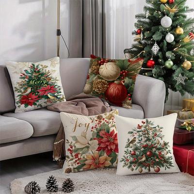 Weihnachtliches Blumenmuster KissenbezugGeeignet für Sofa Auto Schlafzimmer dekorativer Kissenbezug Kissenbezug