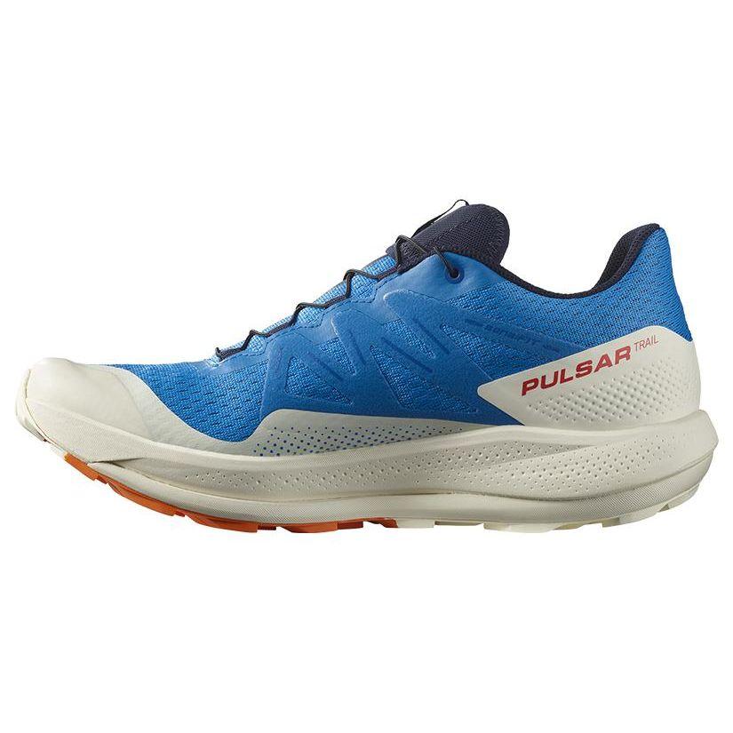 SALOMON Pulsar Trail Comfortable Versatile Fabric Shock Absorption Non-Slip Balance Low-Top Running Shoes Men Sneaker Blue White 417498