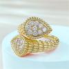 Charm Female White Zircon Stone Finger Engagement Ring Vintage Gold Color Wedding Band Bridal Jewelry For Women