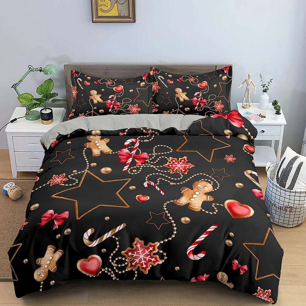 Red Merry Christmas King Queen Duvet Cover Kids Christmas Quilt Cover Santa Claus Bedding Set 1/2Pcs Microfiber Comforter Cover