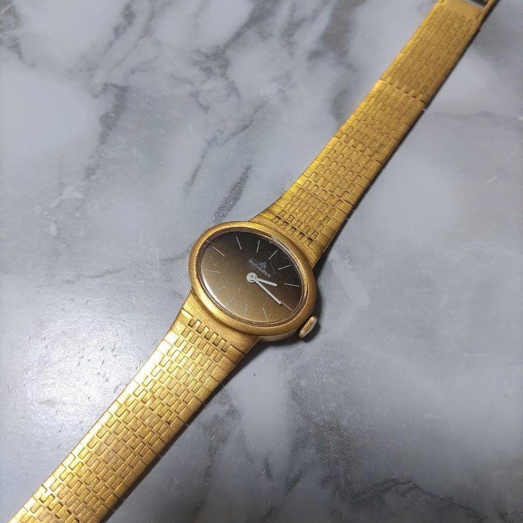 Used Luxury Carl F. Bucherer Gold Dial Ladies Manual Winding Genuine Bracelet