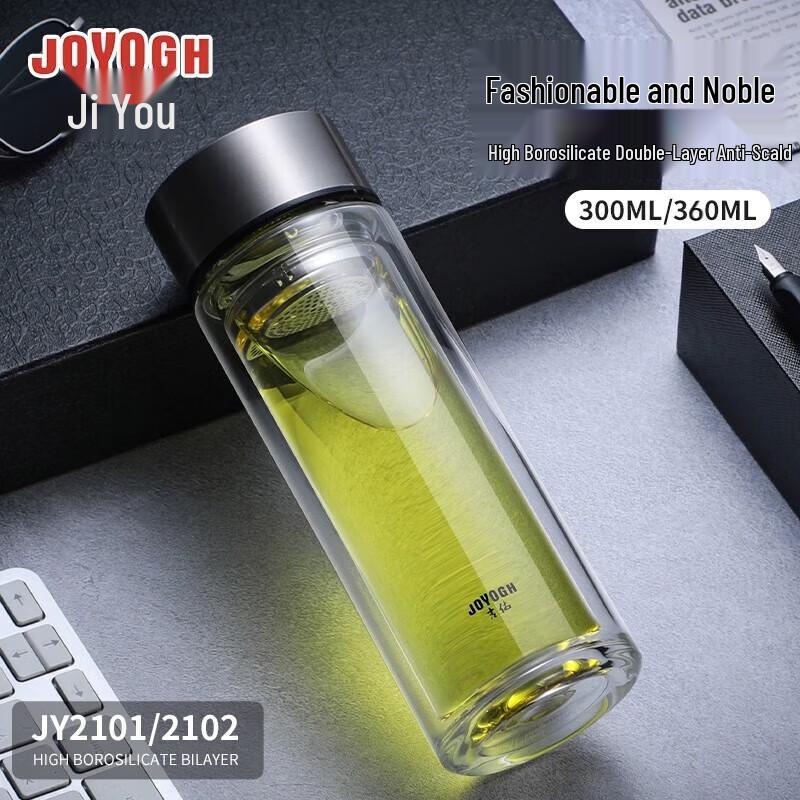 JOYOGH Double Wall Glass Tea Cup with Infuser