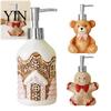 Christmas Theme Container Ceramic Soap Dispenser, Gingerbread Man House Bear Liquid Hand Festive Dispenser Container, Refillable Shower Gel
