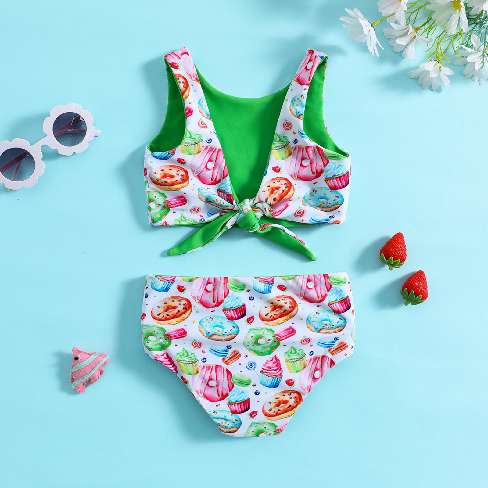 

Girls Reversible Floral Bikini Set - 2-Piece Swimsuit 110 трава зеленый