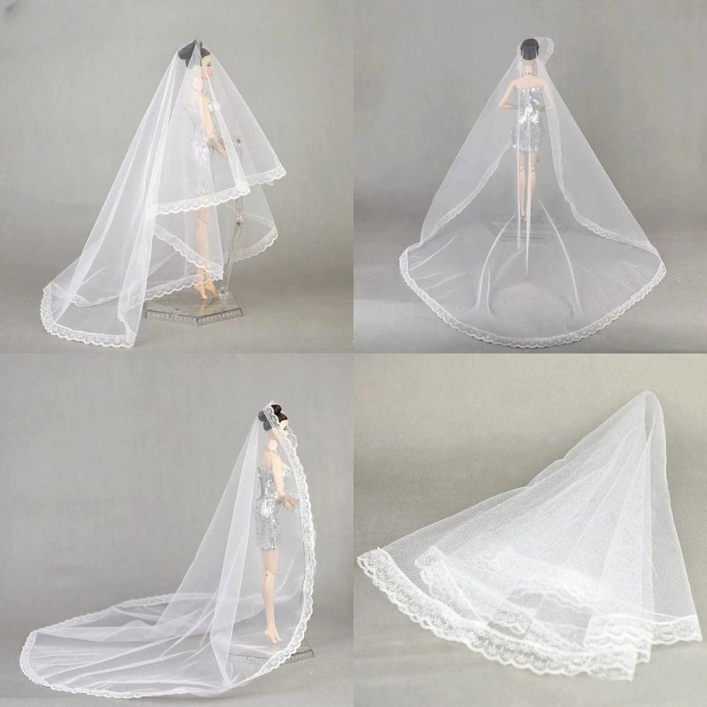 Doll Wedding Veil Headwear Round Long Lace Veil Fashion Doll Veil Headdress For Girl Gift