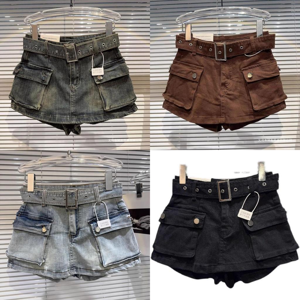 Pantaloncini di Jeans Stile Vintage con Stampe Ricamate per Donne Casual