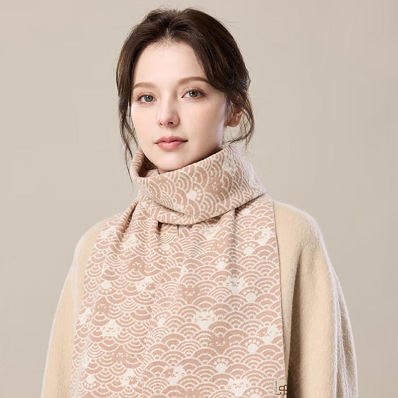 JIUMU Women's Thick Knitted Pure Wool Scarf