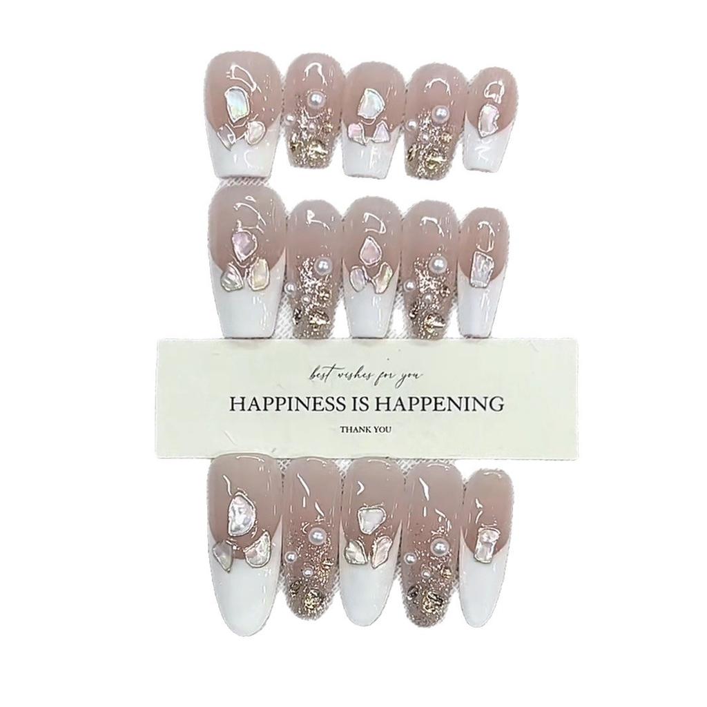 Hand-wearing Jia Summer New Pearl Luxu Meng Three-dimensional Shell French Pure Desire Nail Art Patch