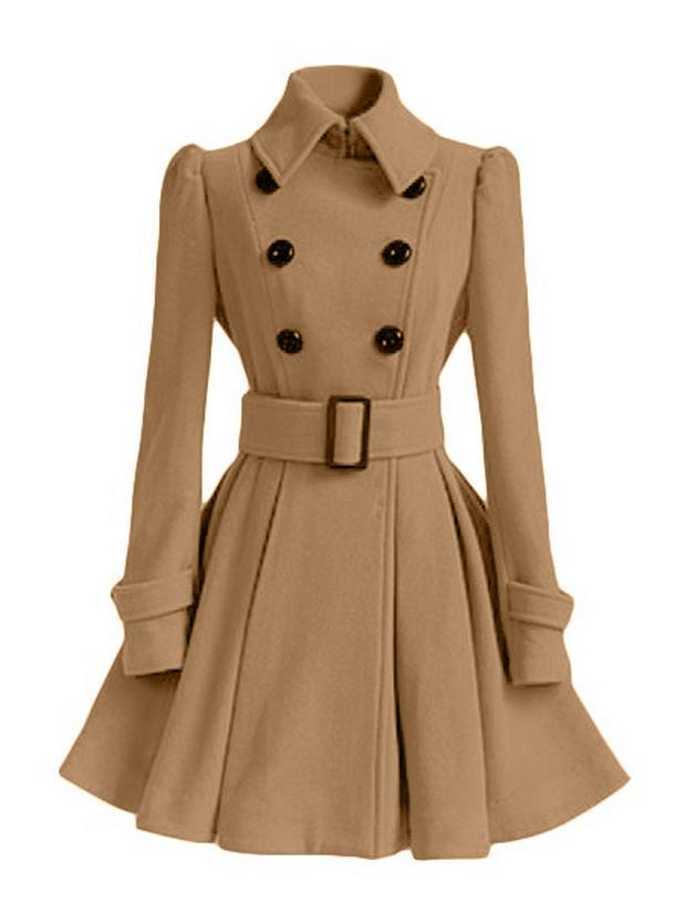 2018 Slim Fit European & American Women's Long Wool Coat with Belt